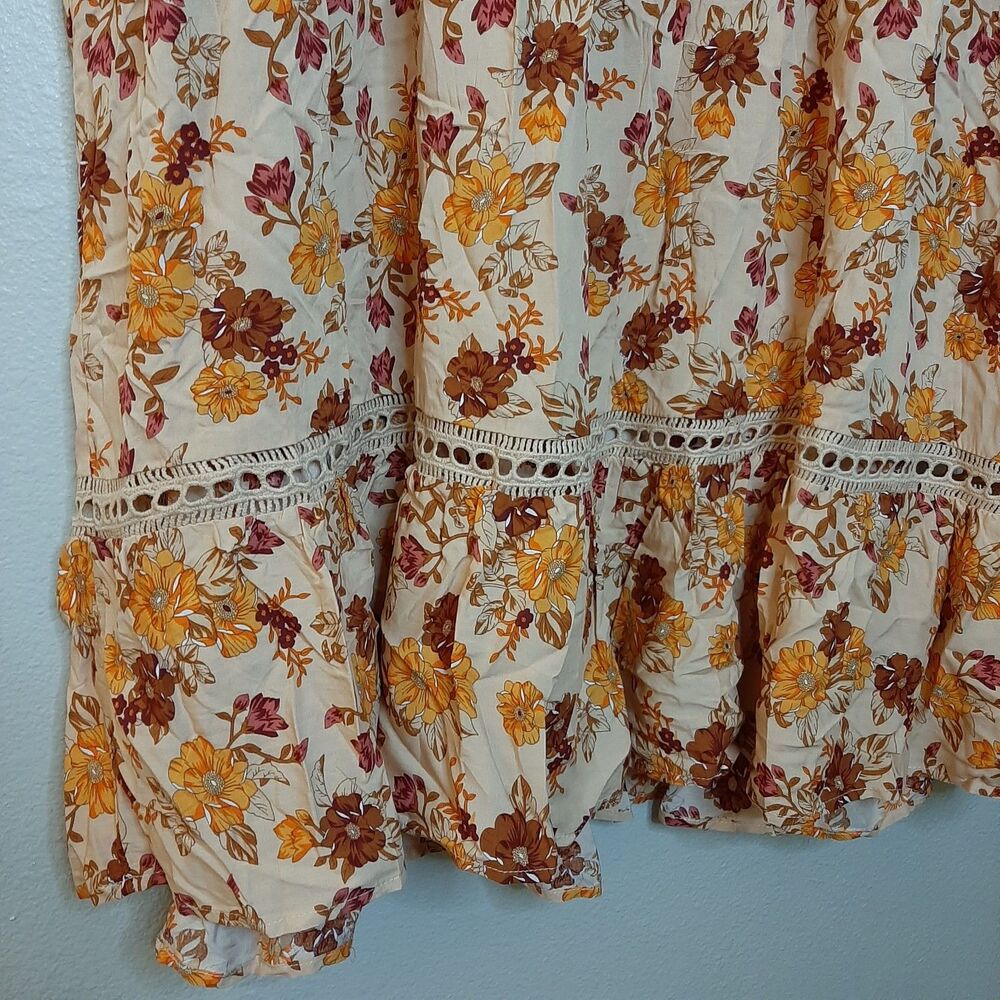 NEW Rusttydustty Dress Orange Women Size Plus 1XL Bohemia Crush Floral - Picture 10 of 11